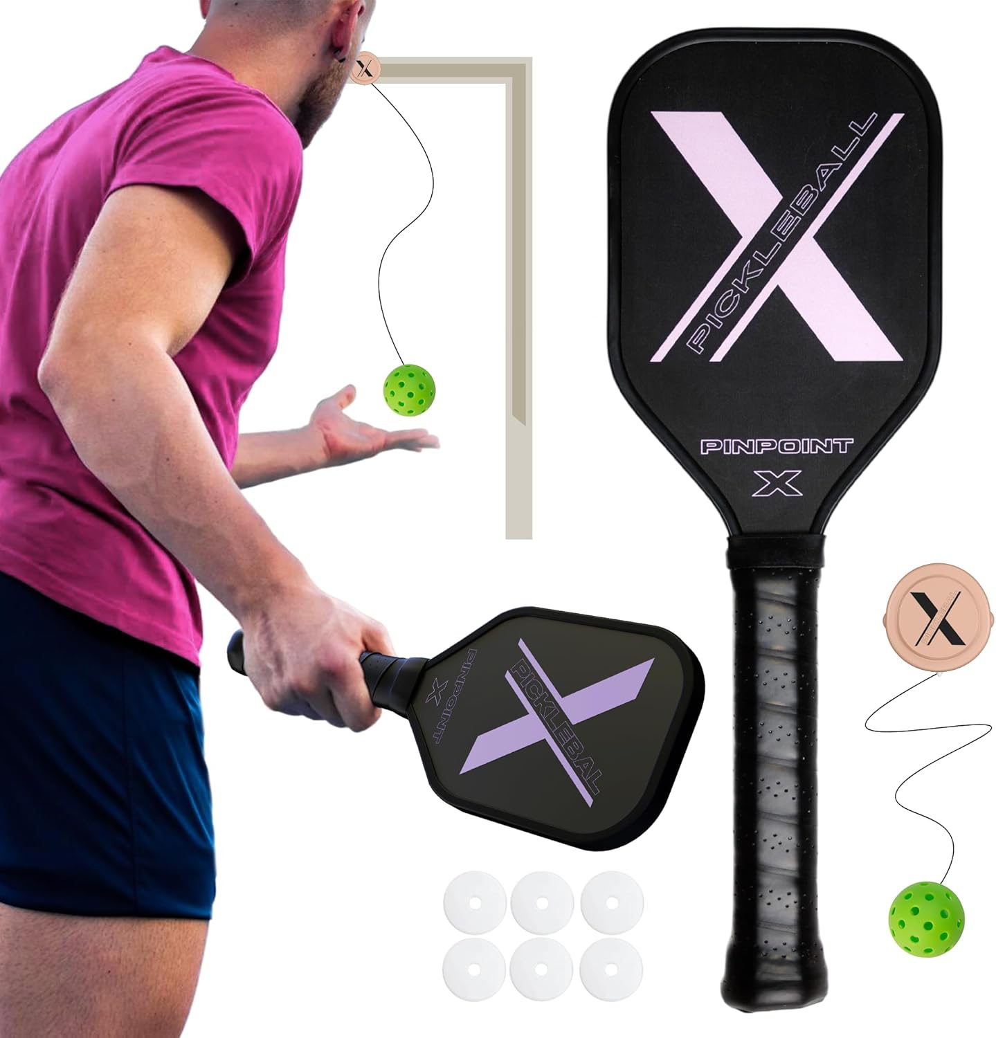 Sweet Spot Pickleball Training Paddle – Carbon Fiber Trainer with Indoor Wall Ball Attachment