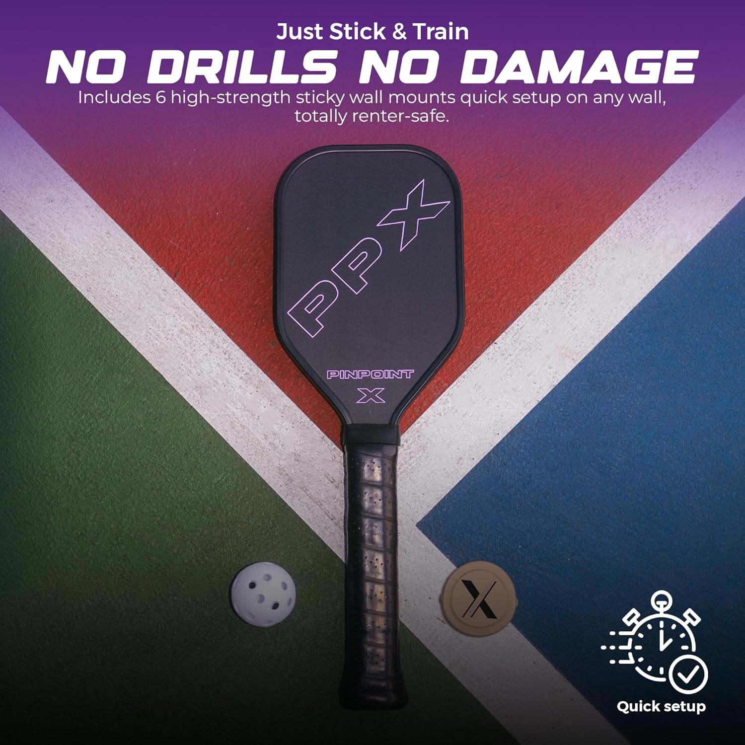 Sweet Spot Pickleball Training Paddle – Carbon Fiber Trainer with Indoor Wall Ball Attachment